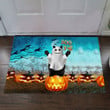 Black Cat Ghost On Pumpkin Boo Y'all Doormat Halloween Floor Mat Cat Lovers Gift