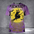 Beware Witch Wiccan 3D Halloween Shirt Bat Halloween Graphic Tee Witchcraft T-Shirt
