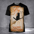 Black Cat Happy Halloween Shirt Vintage Come Fly With Me Cat Halloween Theme Shirts