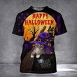 Cat Happy Halloween Shirt Trick Or Treat Cat Graphic Tee Cute Halloween Shirts For Adults