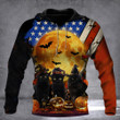 Black Cat Halloween American Flag Hoodie Cute Halloween Party Clothing Gifts For Cat Lovers