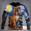 Boxer Starry Night Hoodie 2022 Halloween Pet Clothing Gifts For Boxer Lovers