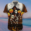 Pumpkin Skeleton Happy Halloween Hawaii Shirt Funny Humor Halloween Shirts Mens
