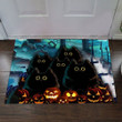 Black Cats Halloween Doormat Cute Adorable Cats Mats Halloween Front Door