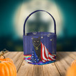 Black Cat With American Flag Halloween Basket Black Cat Merchandise Halloween Candy Basket