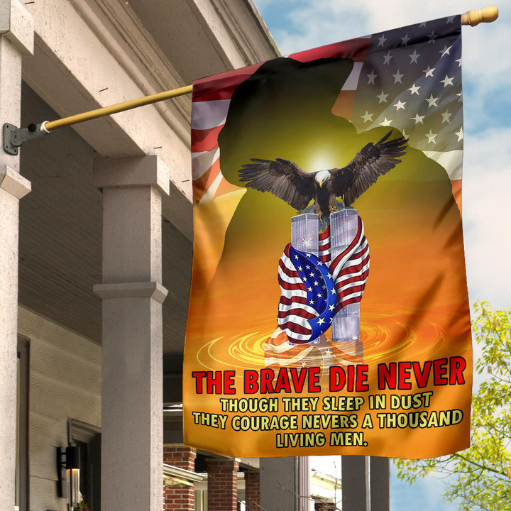 21st Anniversary The Brave Die Never Flag Eagle American Flag Twin Tower Patriot Day Merch