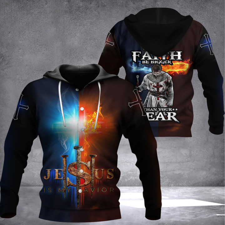 Jesus Is My Savior Hoodie Faith Be Bigger Than Your Fear Mens Christian Clothing