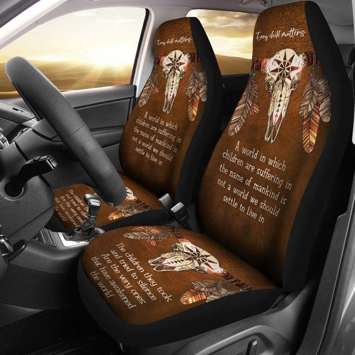 Skull Every Child Matters Car Seat Cover Honoring All Child Lives Matter Native Pride Merch