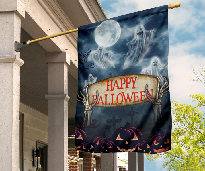 Ghosts And Pumpkins Happy Halloween Flag Halloween Yard Decoration