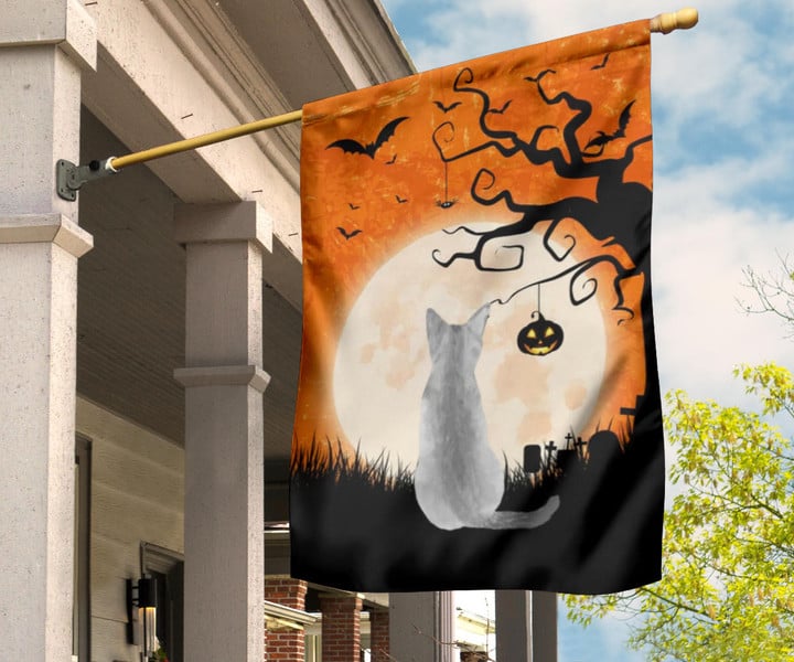 Halloween Moon With Cat Flag Cat Lover Best Outdoor Halloween Decorations