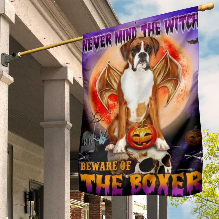 Never Mind The Witch Beware Of The Boxer Flag Dog Bat Halloween Flag Boxer Lovers Gifts