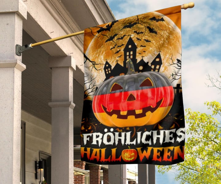 German Pumpkin Frohliches Halloween Flag Front Yard Halloween Decorations