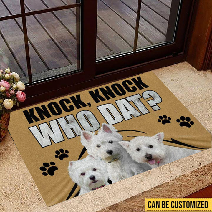 Customized Dog Knock Knock Who Dat Doormat Personalized Dog Welcome Mat Gifts