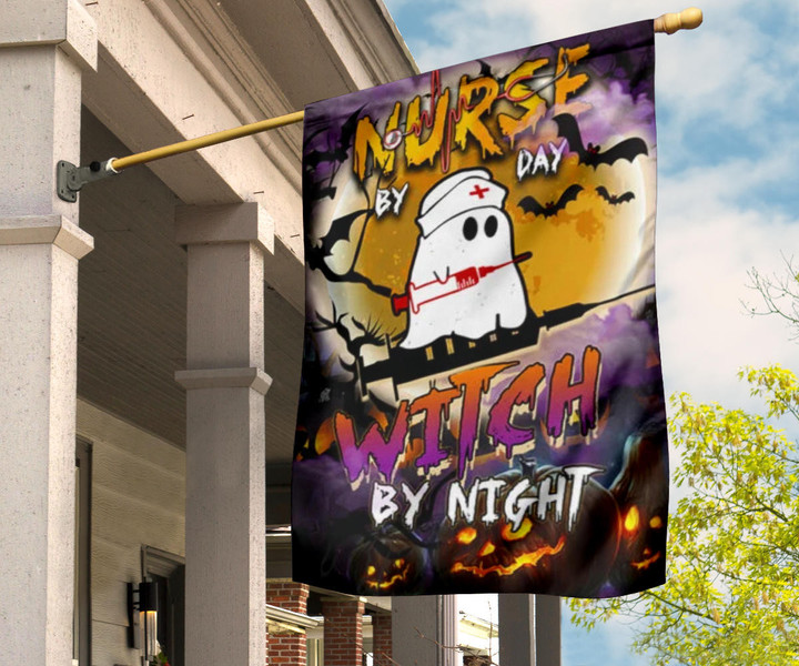 Nurse By Day Witch By Night Halloween Flag Funny Outdoor Halloween Decorations Gift For Nurse
