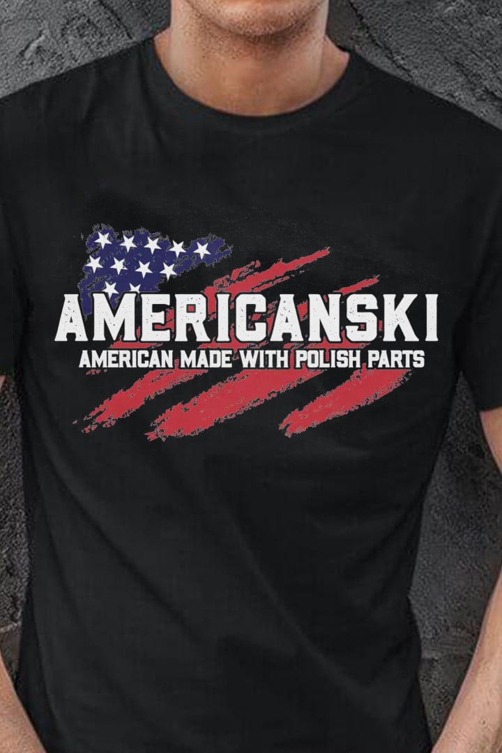 American Ski Shirt American Made With Polish Parts T-Shirt Polish Christmas Gifts