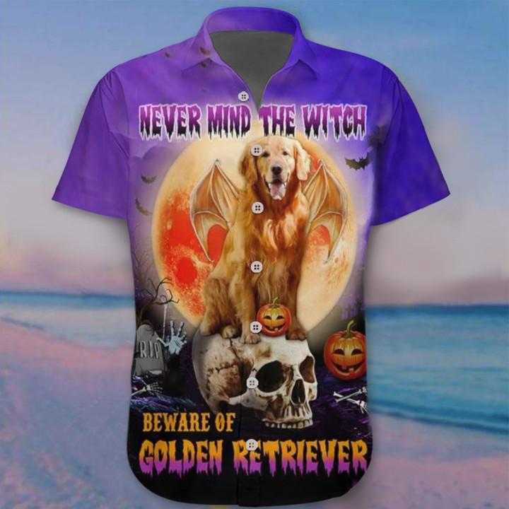 Never Mind The Witch Beware Of The Golden Retriever Hawaii Shirt Dog Owner Halloween Clothing