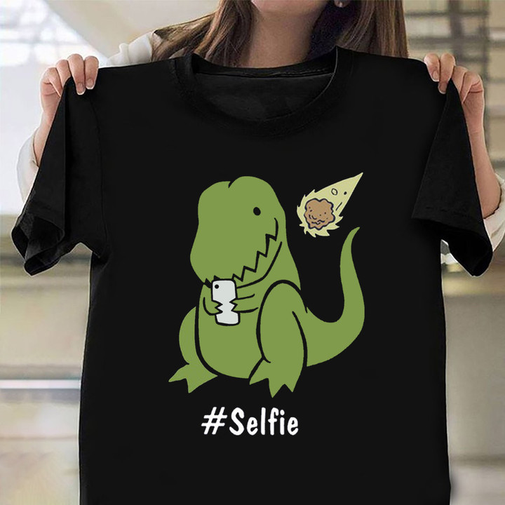 Dinosaur #Sefie Shirt Dino T-Rex Taking Selfie Cute Graphic Tee Gifts For Brother