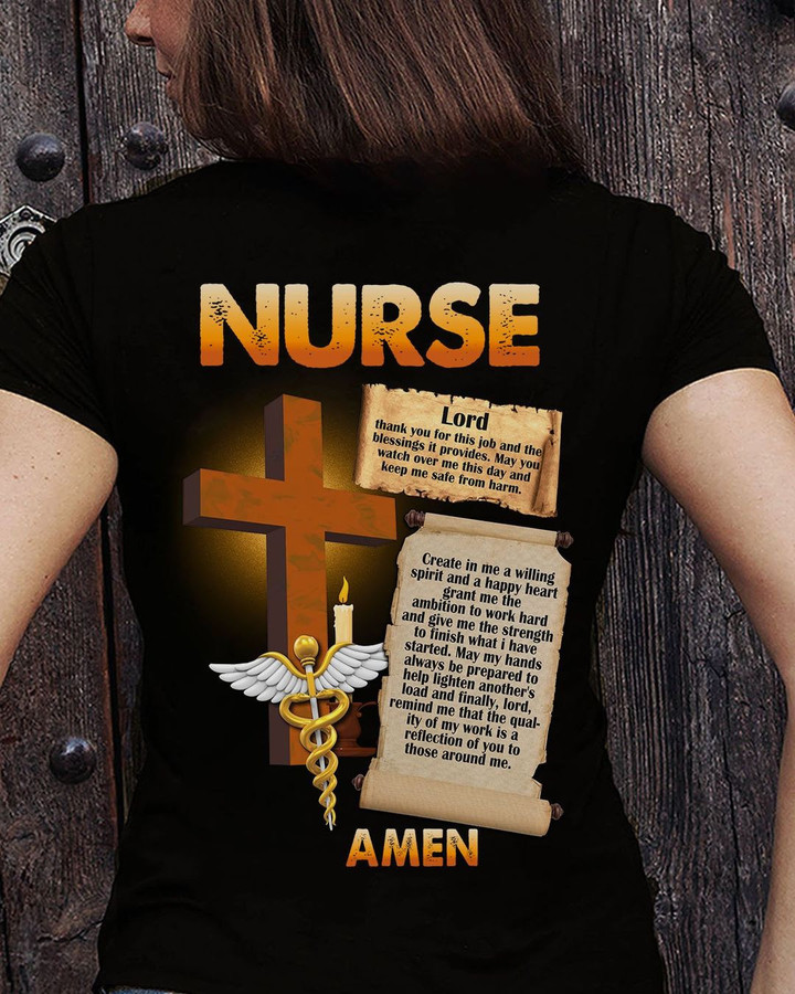 Nurse Christian Cross Amen T-Shirt EMS EMT Honor Nurse Shirt Apparel Faith Gifts