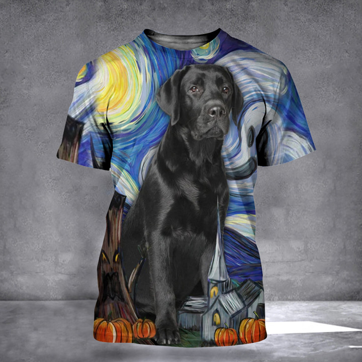 Black Lab Retriever Starry Night 3D Halloween Shirt Themed Gifts For Black Lab Lovers
