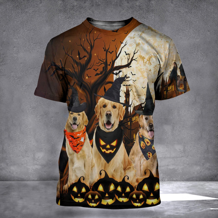 Lab Retriever 3D Halloween T-Shirt Dog Halloween Theme Shirts Gifts For Black Lab Lovers