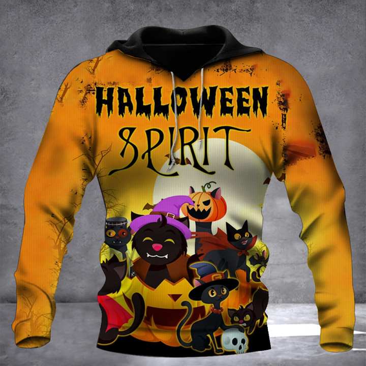 Black Cats Halloween Spirit Hoodie Happy Halloween Funny Clothing Gift For Cat lovers