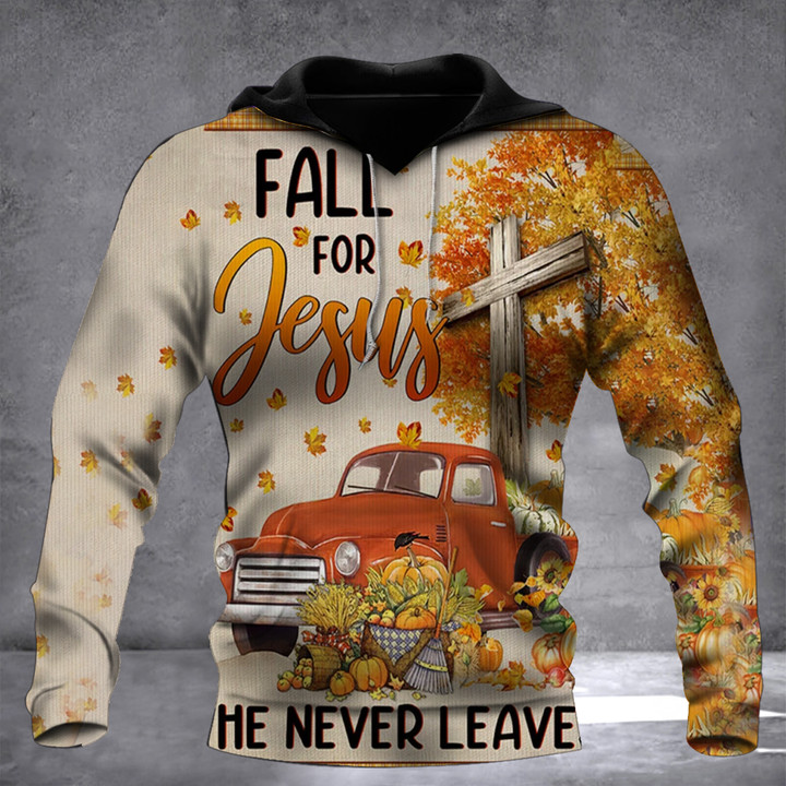 Jesus Take The Wheel Autumn Hoodie Red Truck With Pumpkin Halloween Clothing Gift For Male