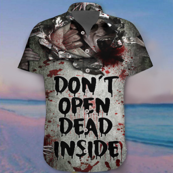 Don't Open Dead Inside Halloween Hawaii Shirt Creepy Horror Halloween Shirts Gift For Him