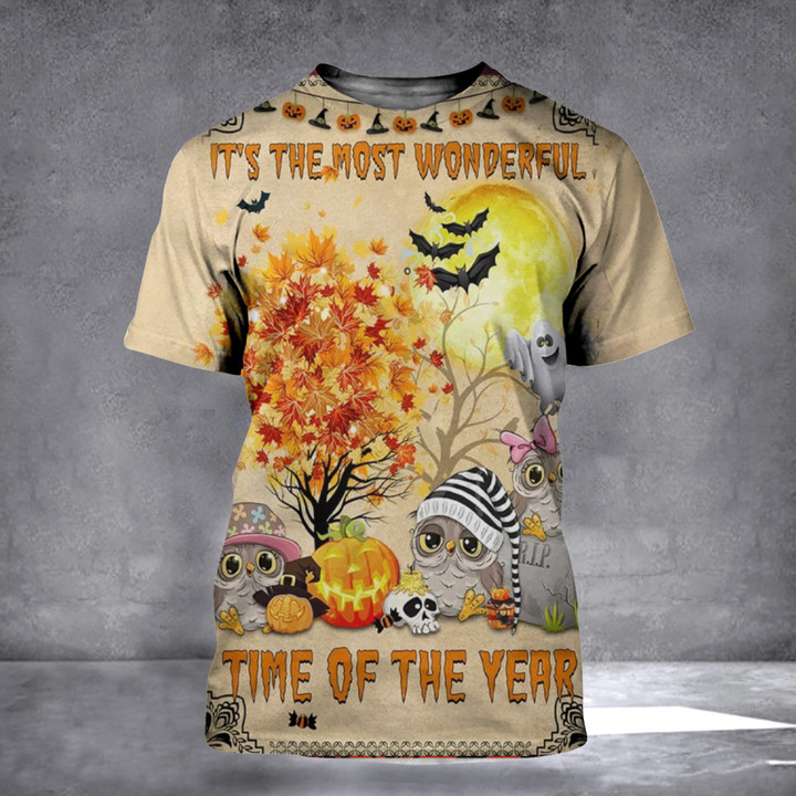 Owl It's The Most Wonderful Time Of The Year Fall Halloween T-Shirt Cute Fall Shirts