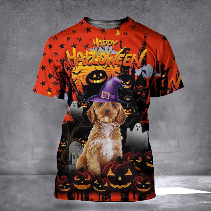 Poodle Pumpkin Happy Halloween 3D Shirt Ghost Poodle Dog Lover Spirit Halloween T-Shirts