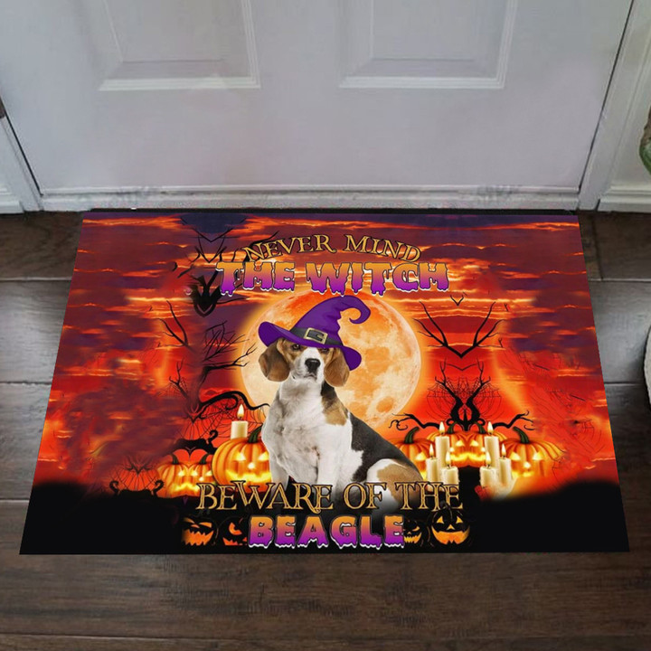 Never Mind The Witch Beware Of The Beagle Doormat Halloween Home Decor Gifts For Beagle Lovers