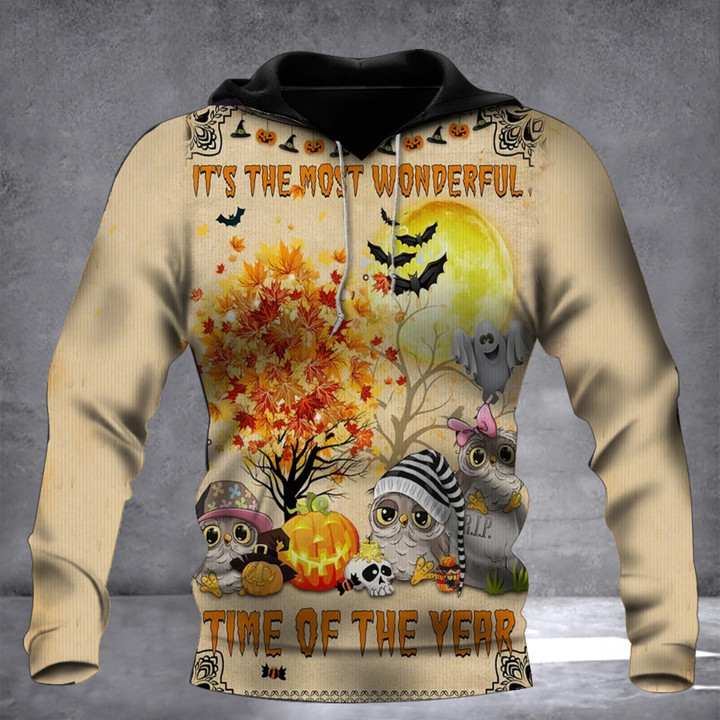 Owl It's The Most Wonderful Time Of The Year Fall Hoodie Women Fall Graphic Hoodie