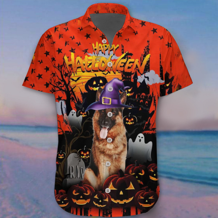 German Shepherd Happy Halloween Hawaii Shirt 2022 Halloween Holiday Clothing Pet Lovers Gift