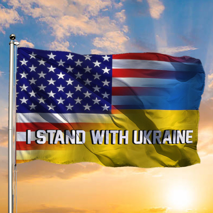 Stand With Ukraine Flag And American Flag Pray For Ukraine T