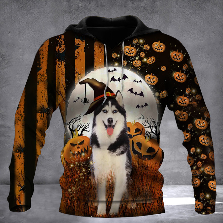 Husky Pumpkin Halloween Hoodie Apparel Dog Lover Siberian Husky Merchandise