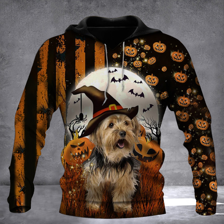 Yorkshire Pumpkin Halloween Hoodie Print Yorkshire Terrier Clothes For Dog Lovers Owners