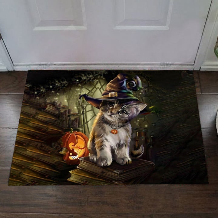 Cat Happy Halloween Doormat Cute Adorable Halloween Mats Gifts For Cat Lovers