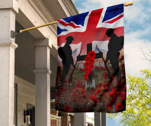UK Veterans Poppy Flag Remembrance Day Military Veterans Honor Patriotic Merch
