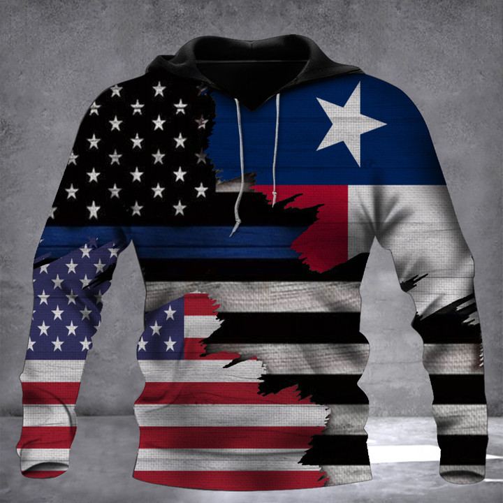 Thin Blue Line Texas And American Hoodie Honor Law Enforcement Texas Apparel