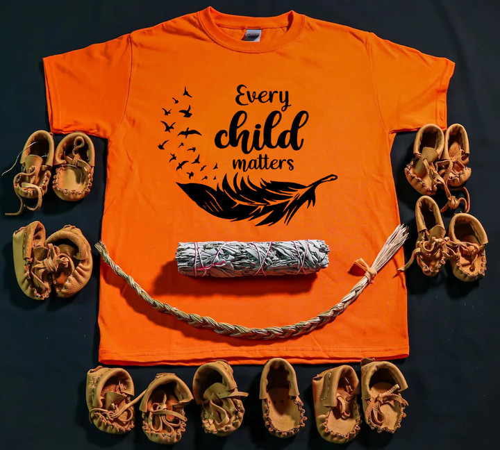 Every Child Matters Orange Shirt Day T-Shirt Feathers Every Child Matters Clothing