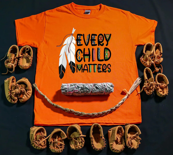 Feathers Every Child Matters Orange Shirt Day T-Shirt Canada Clothing