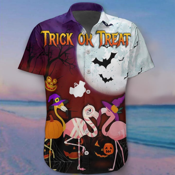 Flamingo Trick Or Treat Hawaii Shirt Cute Halloween Shirts Gifts For Cousin