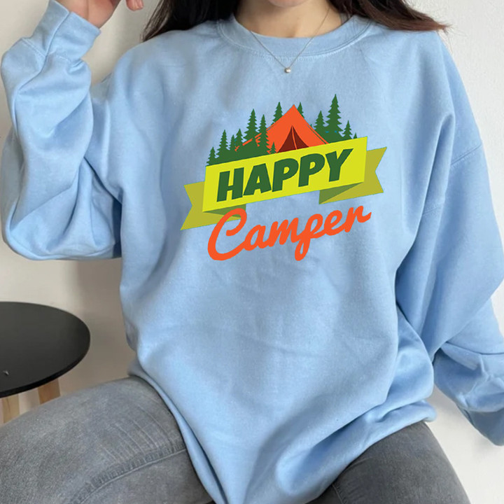 Happy Camper Sweatshirt Happy Camper Crewneck Camping Gifts For Girlfriend