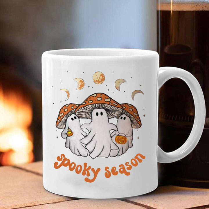 Ghost Mushroom Spooky Season Halloween Mug Cute Halloween Gifts For Girlfriend
