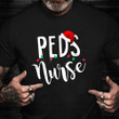 Peds Nurse Christmas Shirt Santa Hat Lights T-Shirt Christmas Gift Ideas For Nurses