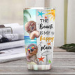 Sloths The Beach Is My Happy Place Tumbler Cute Adorable Sloth Lover Merch Gift