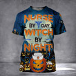 Nurse By Day Witch By Night Pumpkin Halloween T-Shirt Funny Nurse Halloween Shirts