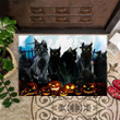 Black Cats Halloween Doormat Scary Horror Cats Mats Front Door Halloween Decor