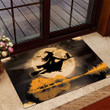 Witch With Black Cat Doormat Funny Halloween Front Door Mats Decor Gift