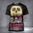 Sugar Skulls In October We Wear Pink Shirt Breast Cancer Awareness Halloween T-Shirt Ideas