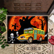School Bus And Skeletons Happy Halloween Doormat 2022 Halloween Bus Drivers Gift Ideas